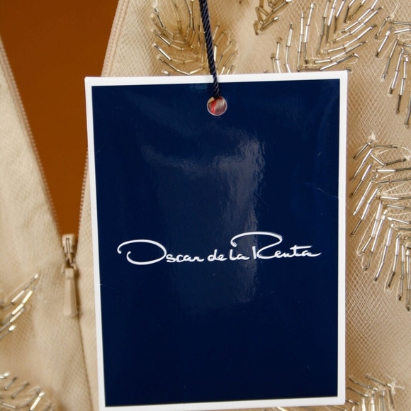 *$11,790 NEW R18 OSCAR DE LA RENTA CHAMPAGNE GOLD LEAF BEAD GOWN US 6, 12 - Picture 10 of 15
